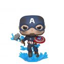 Funko- Pop Marvel: Endgame-Captain America w/BrokenShield & Mjolnir Capt A w/BrokenShield&Mjolnir Figura Coleccionable de Vinilo, Multicolor, Talla Única (45137)